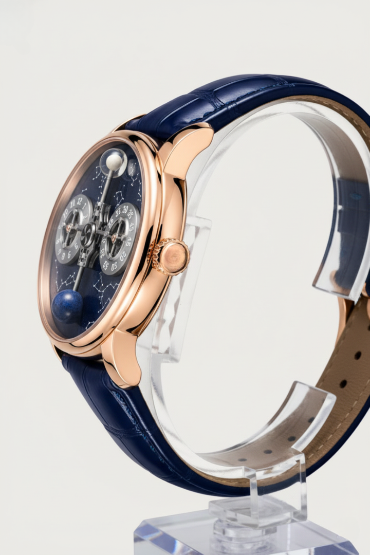 Astral Rosegold Blue Orbit Constellation Watch