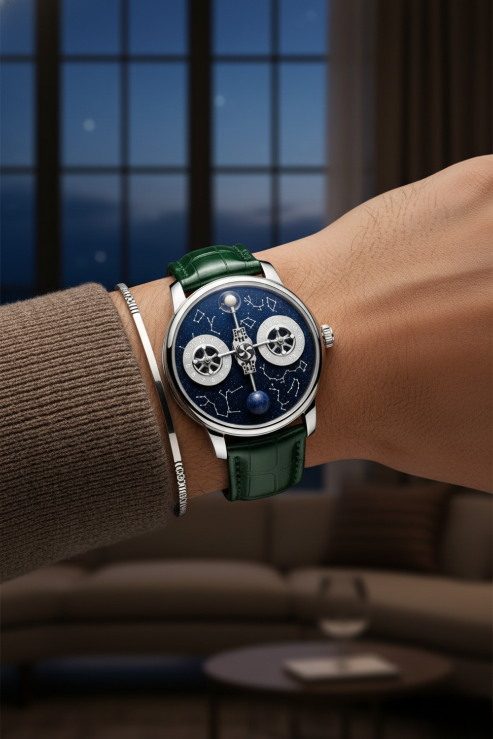 Astral Silver Green Orbit Constellation Watch