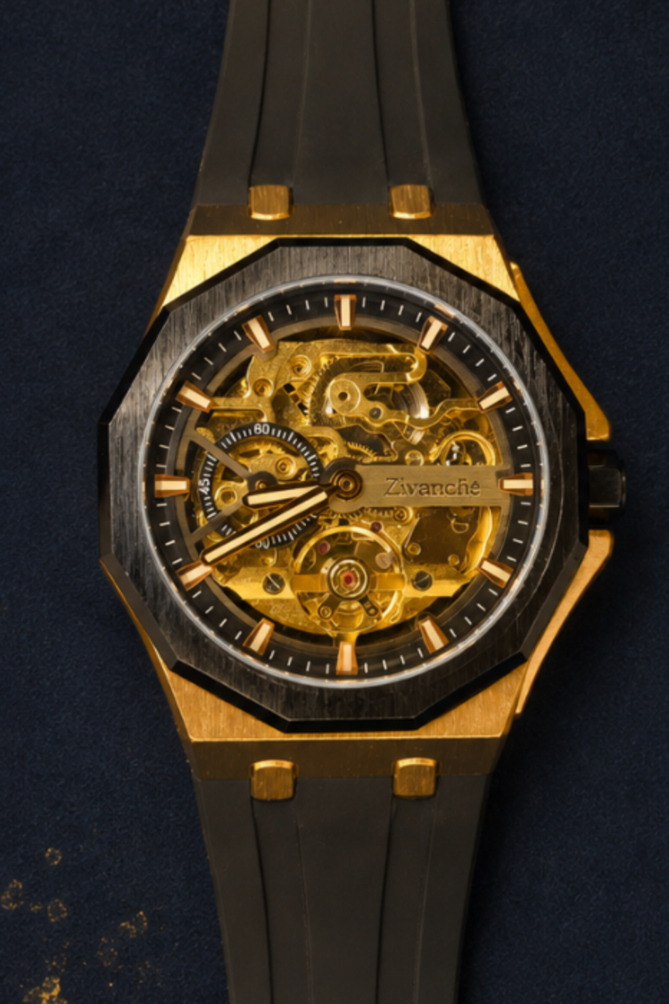 Aurum Apex Black Rose Gold Automatic Watch (45530675)