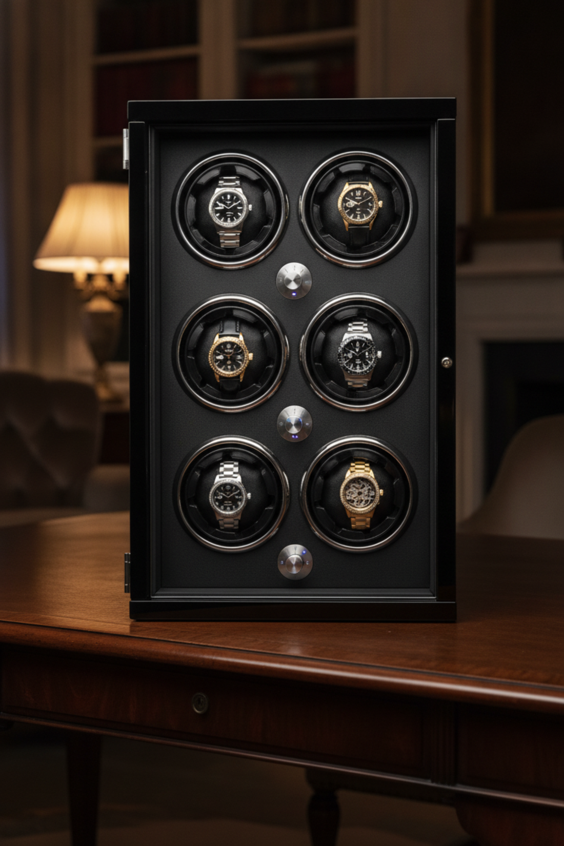 Automatic Rotation Six Slots Black Watch Winder