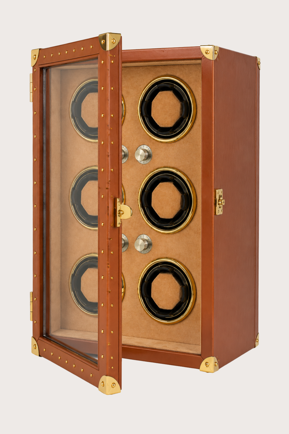 Automatic Rotation Six Slots Brown Watch Winder