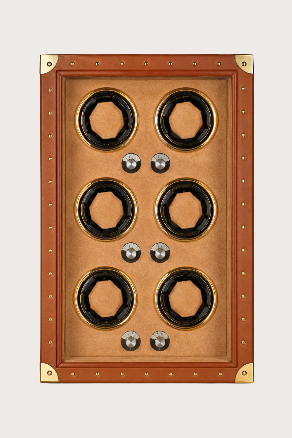 Automatic Rotation Six Slots Brown Watch Winder