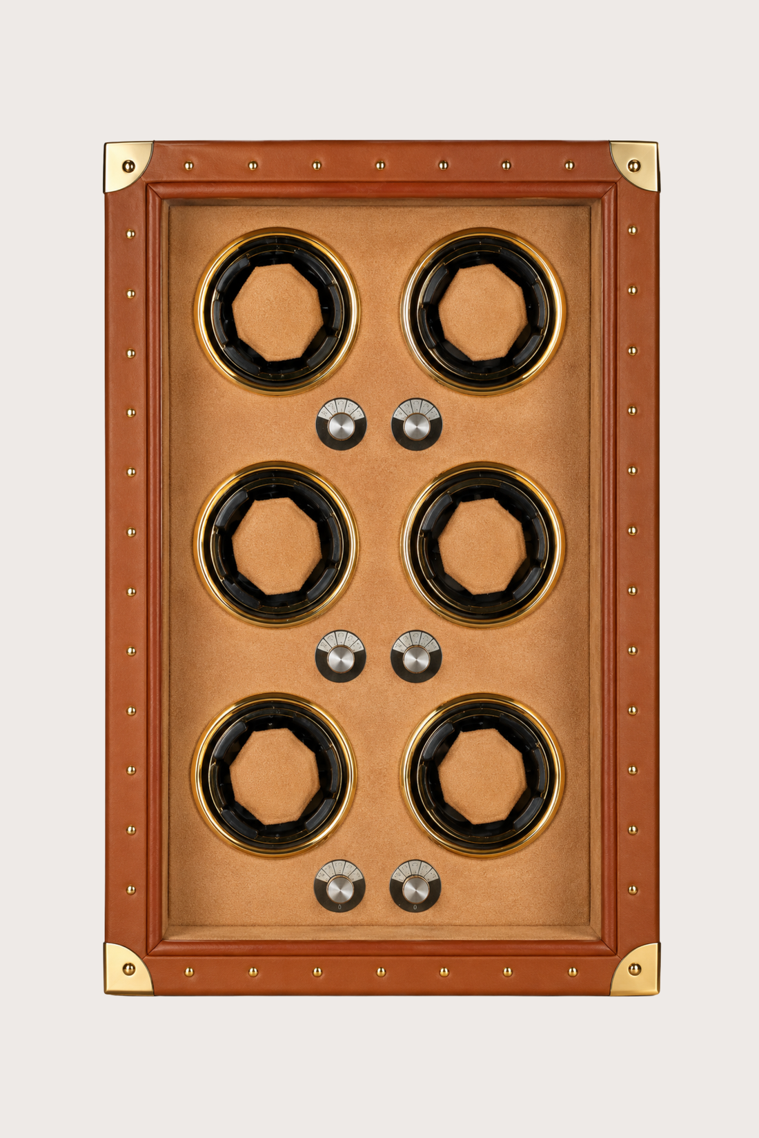 Automatic Rotation Six Slots Brown Watch Winder