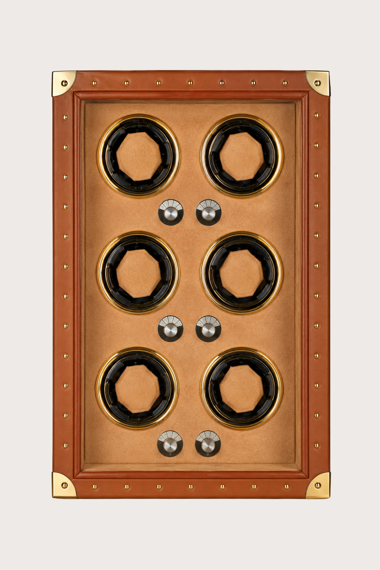 Automatic Rotation Six Slots Brown Watch Winder