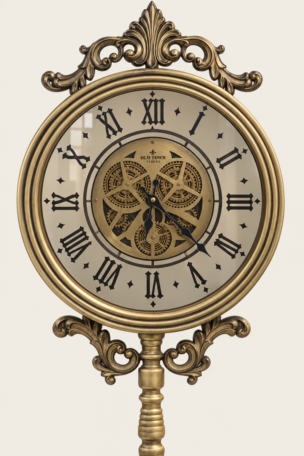 Baroque Antique Bronze Gearwork Tripod  Floor Clock