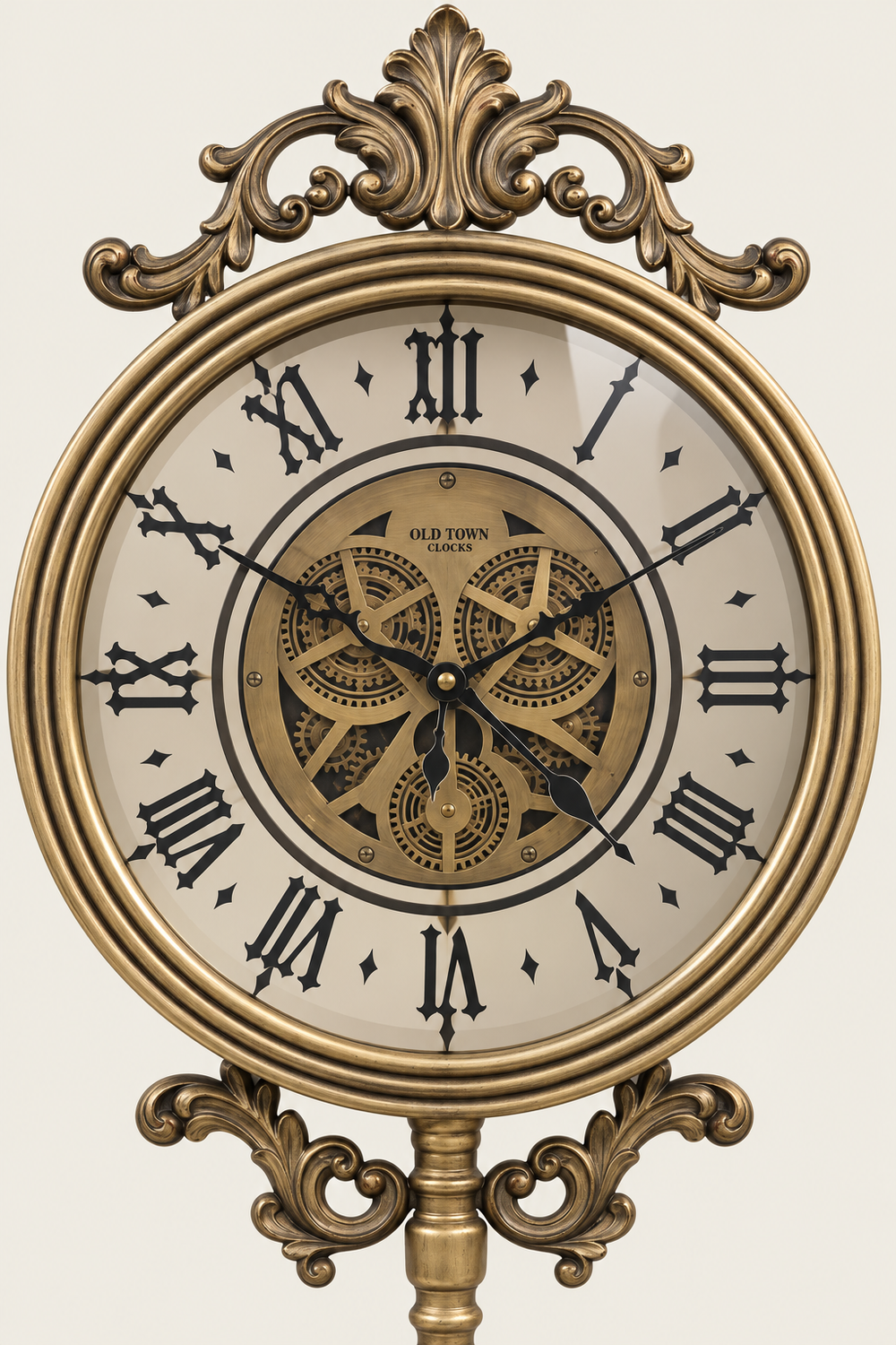 Baroque Antique Bronze Gearwork Tripod  Floor Clock