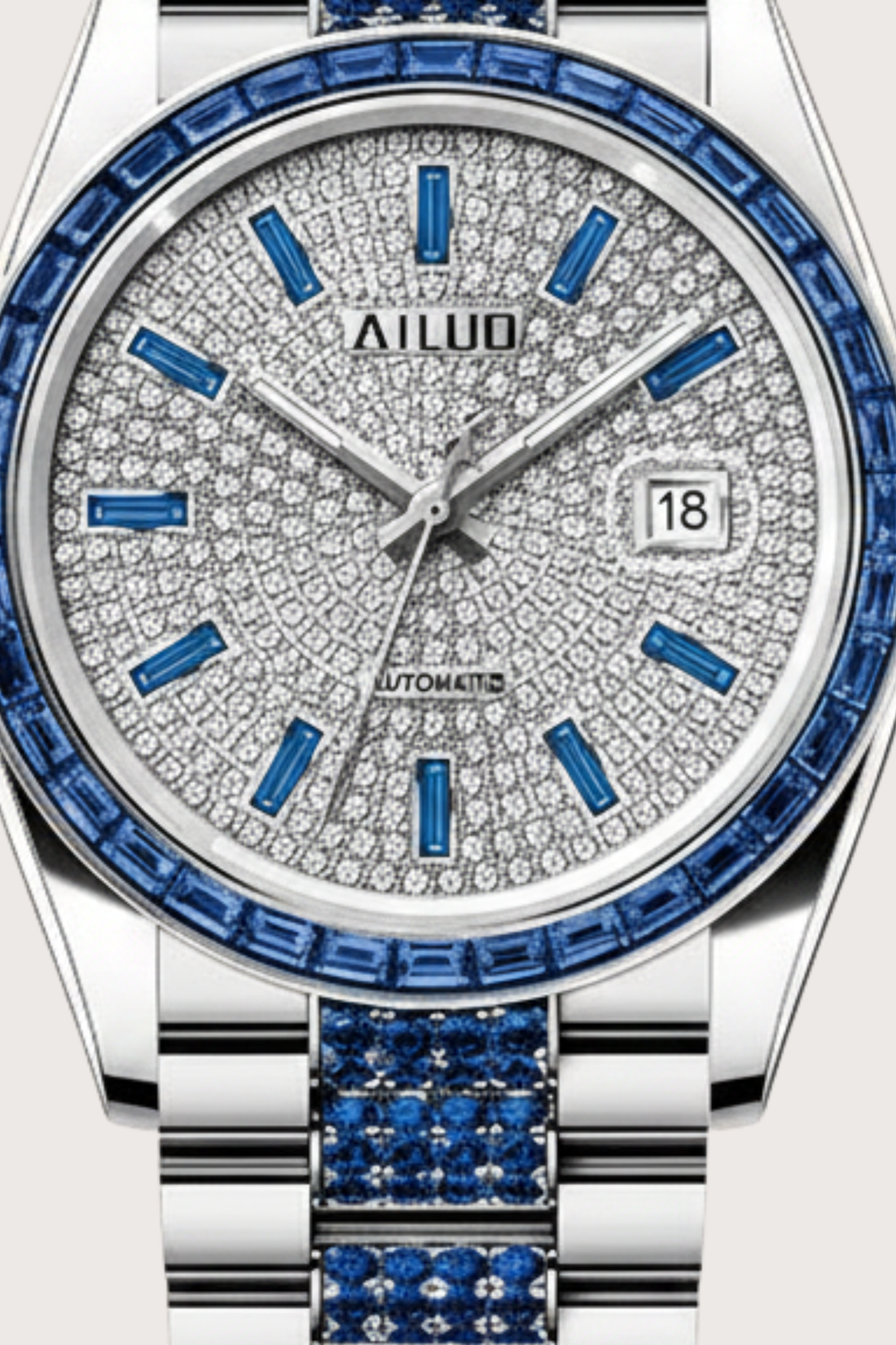 Blue Aura | Ailuo Silver Blue Diamond Automatic Watch