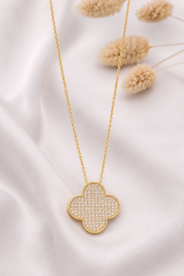 Celestial Clover Elegance Gold Jewelry Ensemble