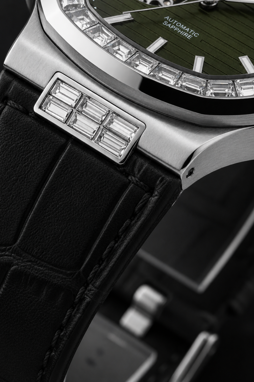 Royal Azure | Olive Green Automatic Open-Heart Watch