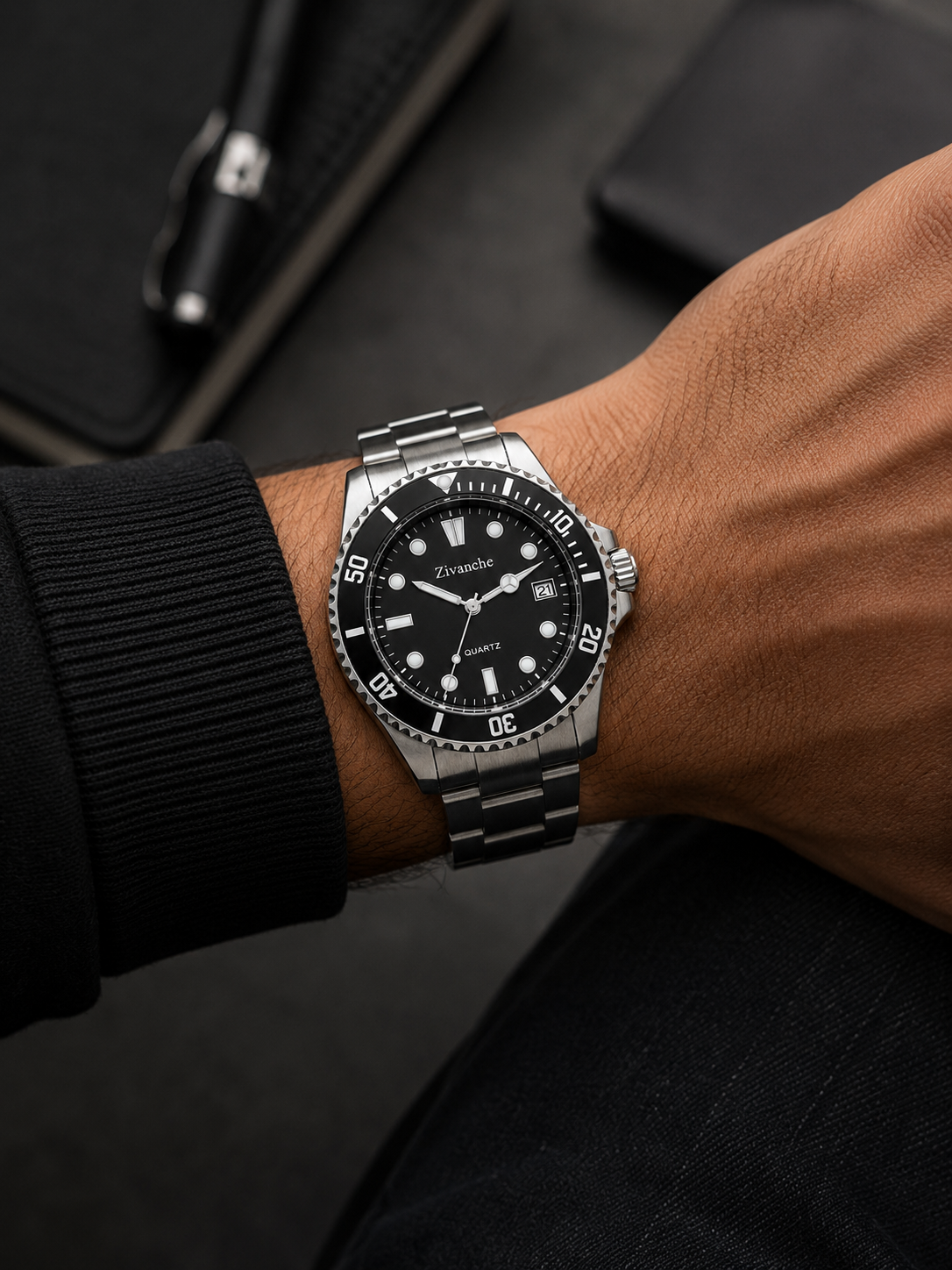 Royal Horizon Silver Black Quartz Edition Watch