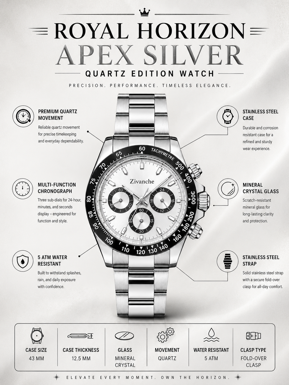 Royal Horizon Apex Silver Quartz Edition Watch (45530667)