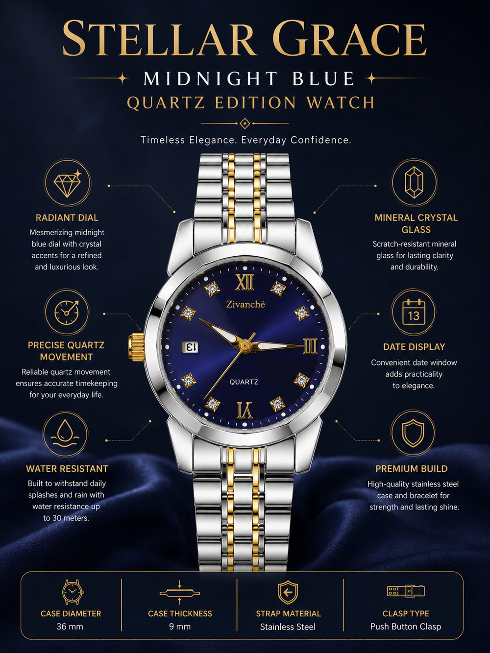 Stellar Grace Midnight Blue Quartz Edition watch (44580769)