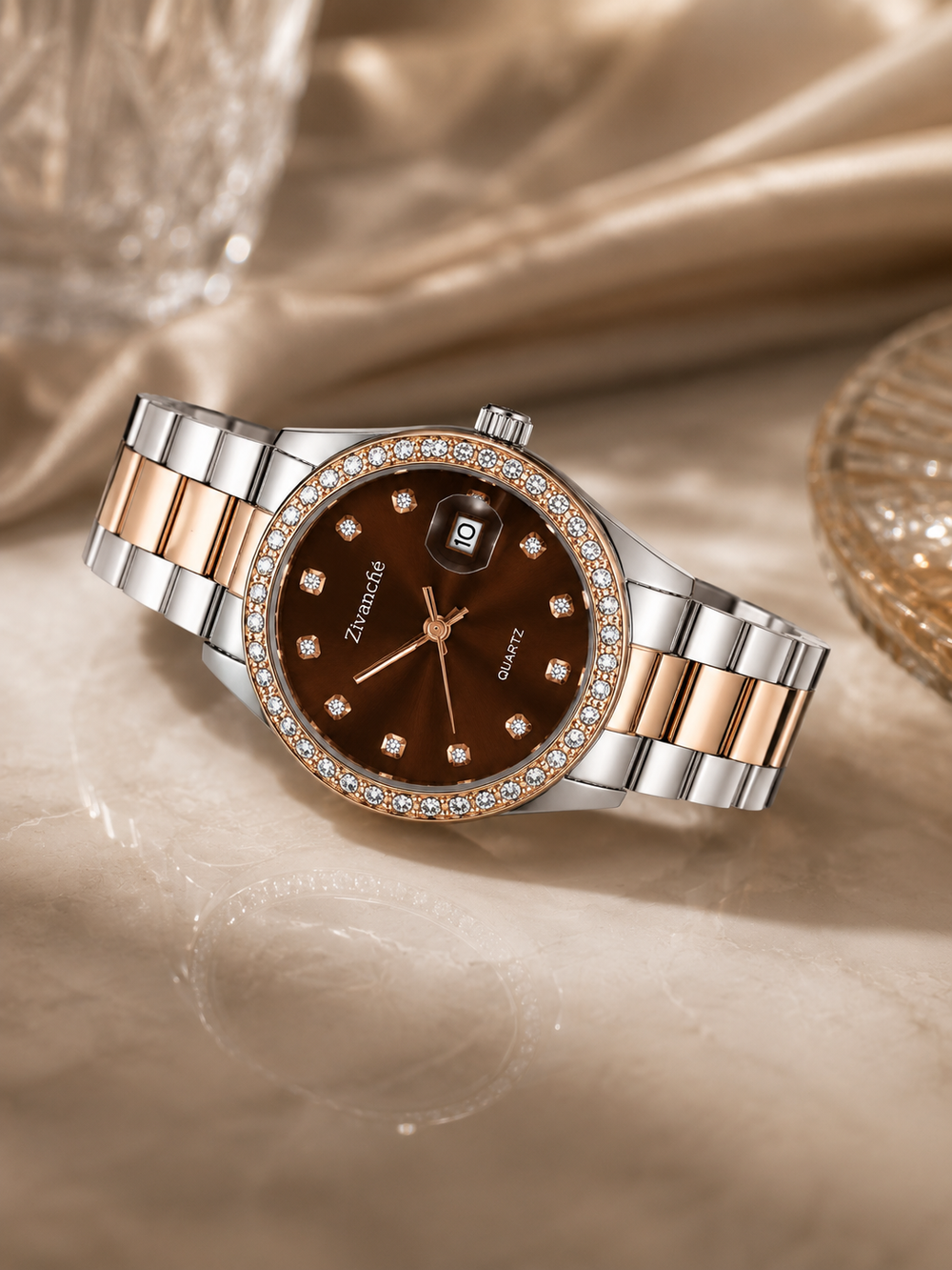 Stellar Grace Cocoa Golden Silver Quartz Edition watch