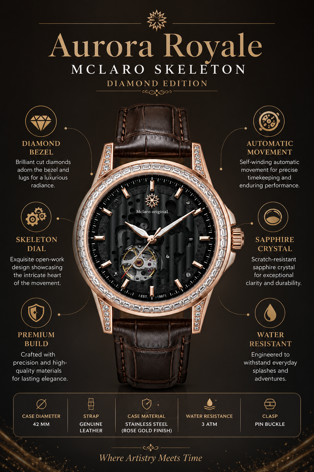 Aurora Royale Mclaro Skeleton Diamond Edition