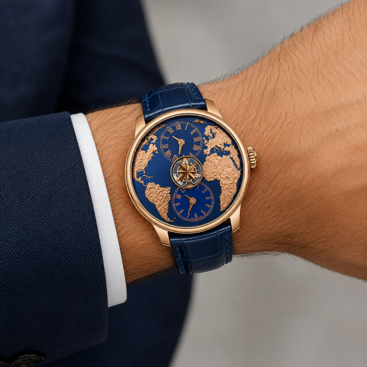 Empire of Time | Blue Rose Gold World Automatic Watch - (39907754)