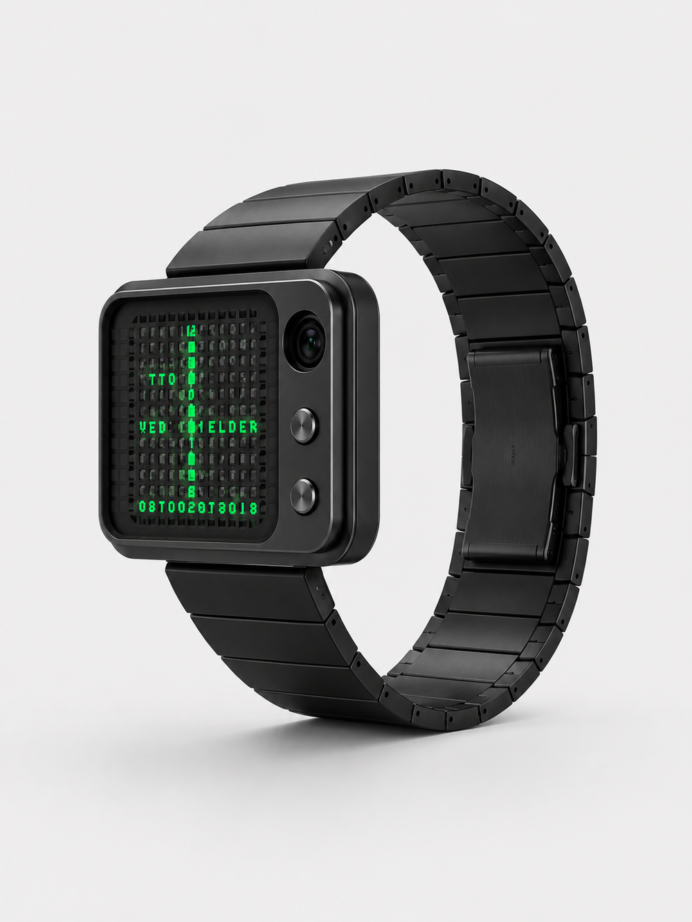 Retro Futurist Matrix Word-Time Watch