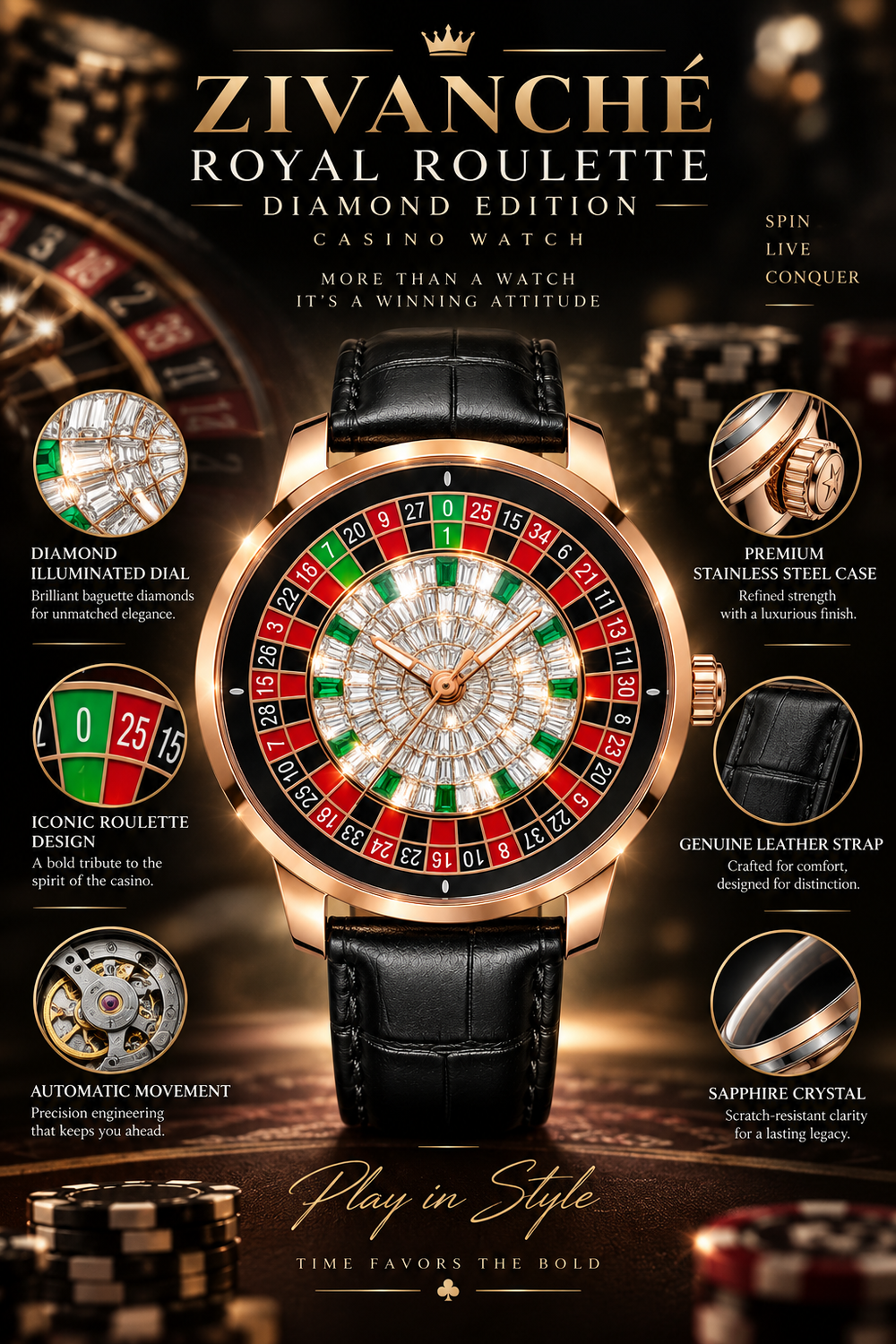 Zivanché Royal Roulette Diamond Edition Casino Watch