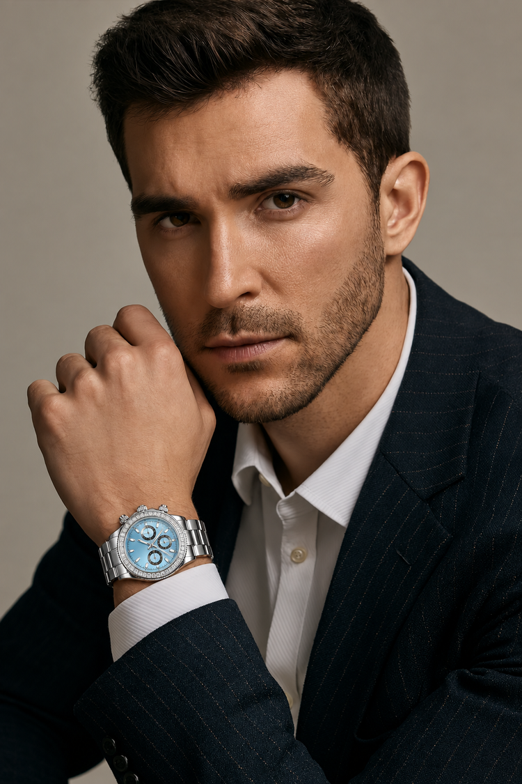 Ice Blue Daytona| Silver Blue Fully Automatic Watch| A  Roerdum Edition - (41070744)