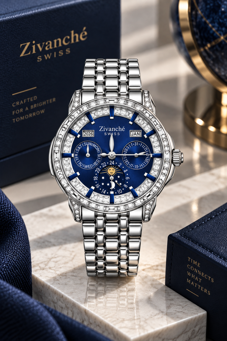 Sirius | Silver Blue Diamond Automatic Watch (43014175)