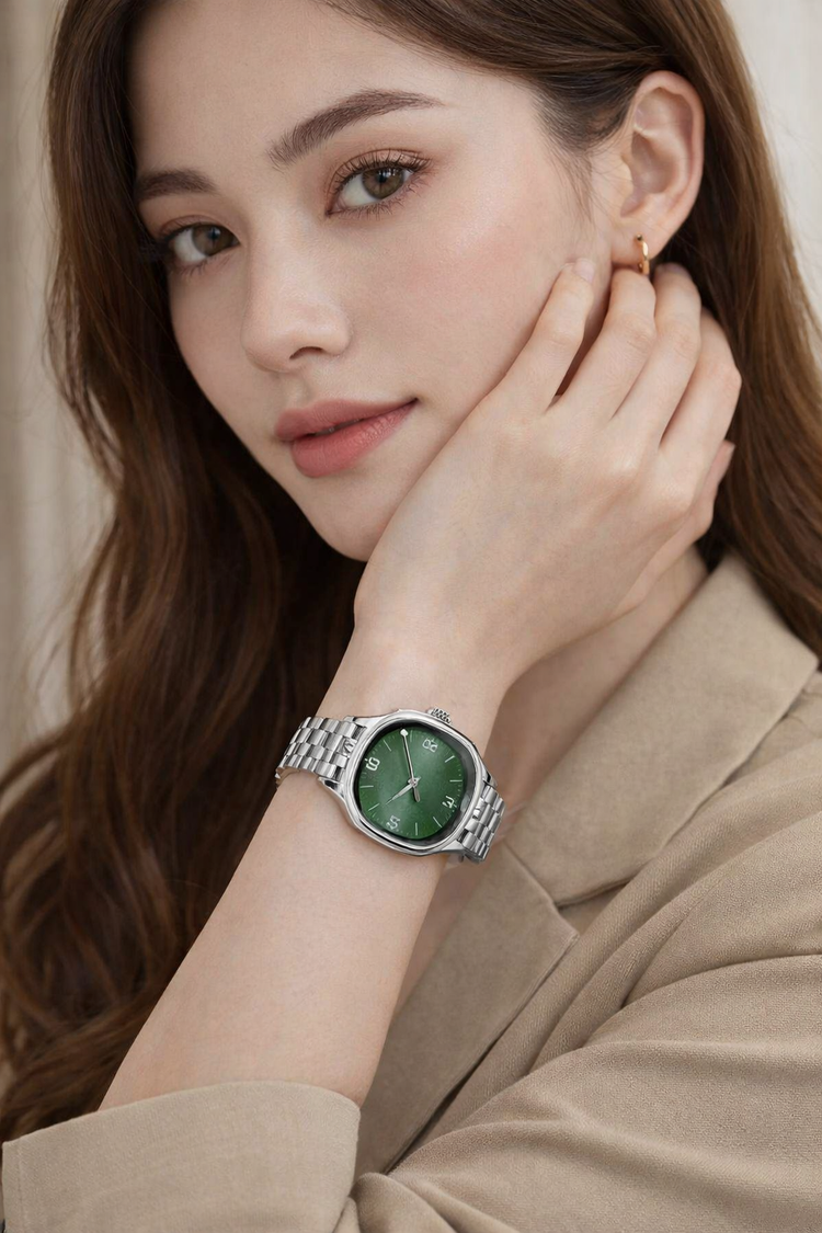 Emerald Bloom | Silver Green Quartz Watch | IBSO Edition - (44222621)