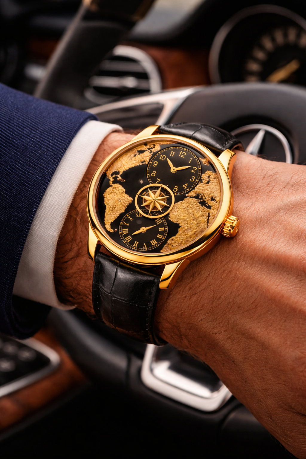 Empire of Time | Black Rose Gold World Automatic Watch - (40342607)