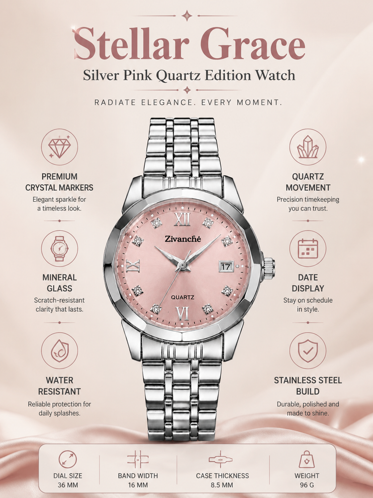 Stellar Grace Silver Pink Quartz Edition Watch (44580762)