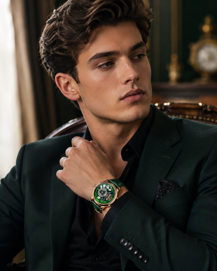 PandaVerse | Nature-Inspired Rose Gold Green | Fully Automatic Watch - (ZIVROPDVSGR0147)