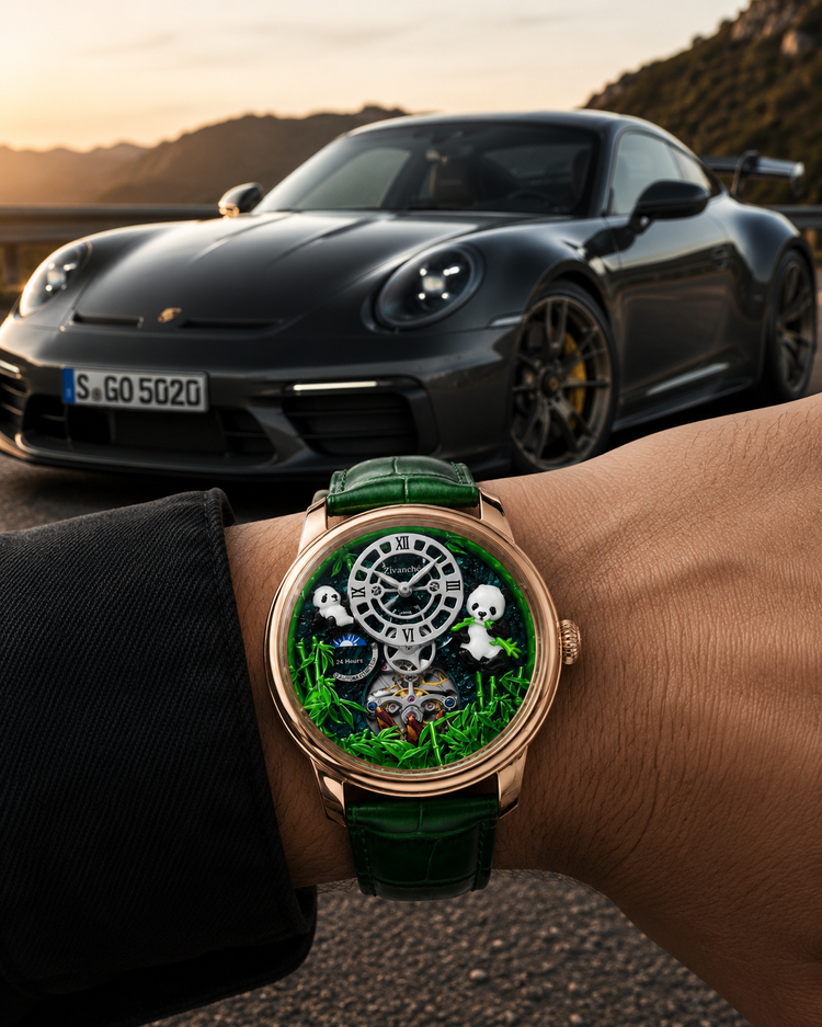 PandaVerse | Nature-Inspired Rose Gold Green | Fully Automatic Watch - (ZIVROPDVSGR0147)