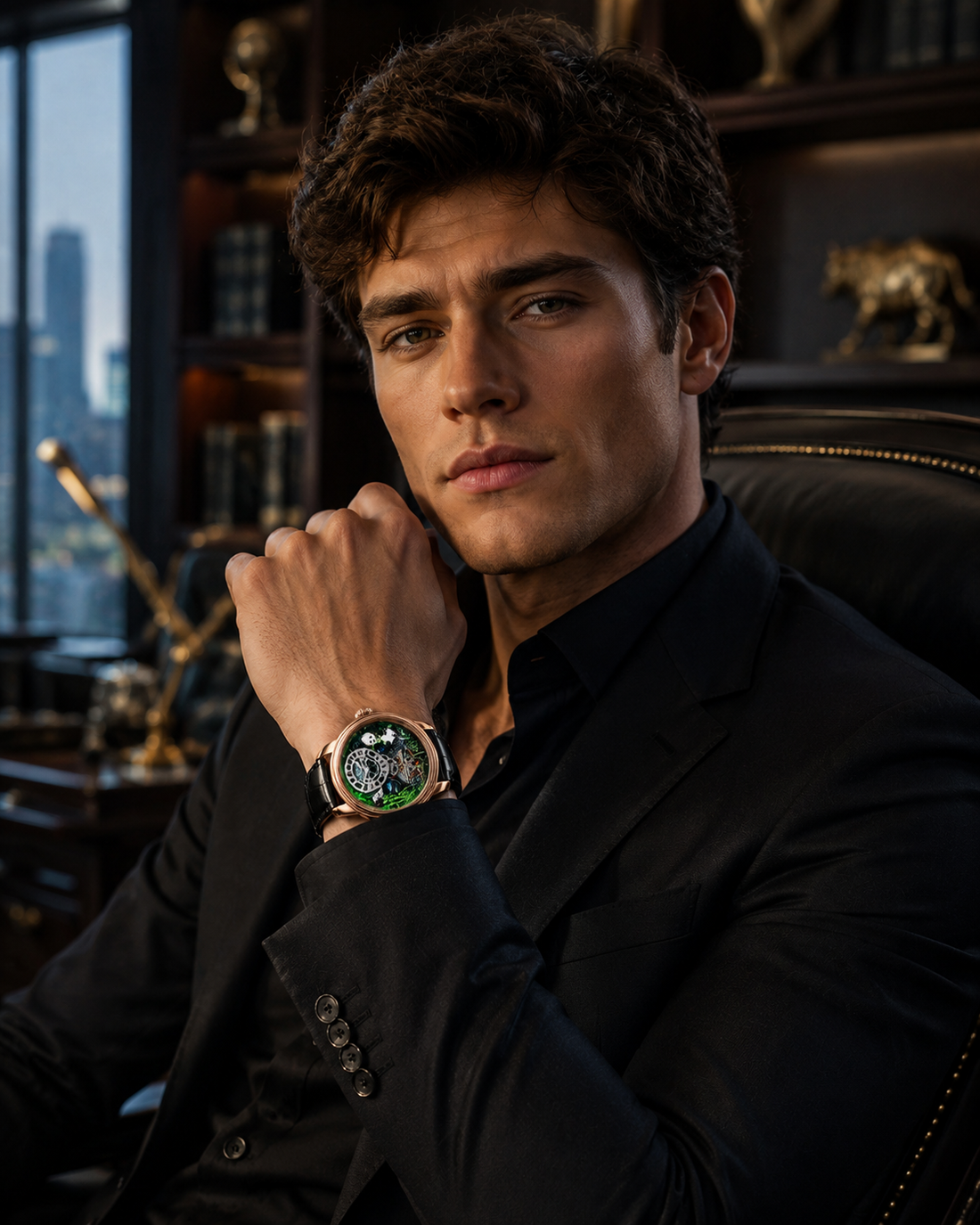 PandaVerse | Nature-Inspired Rose Gold Black | Fully Automatic Watch (42637478)