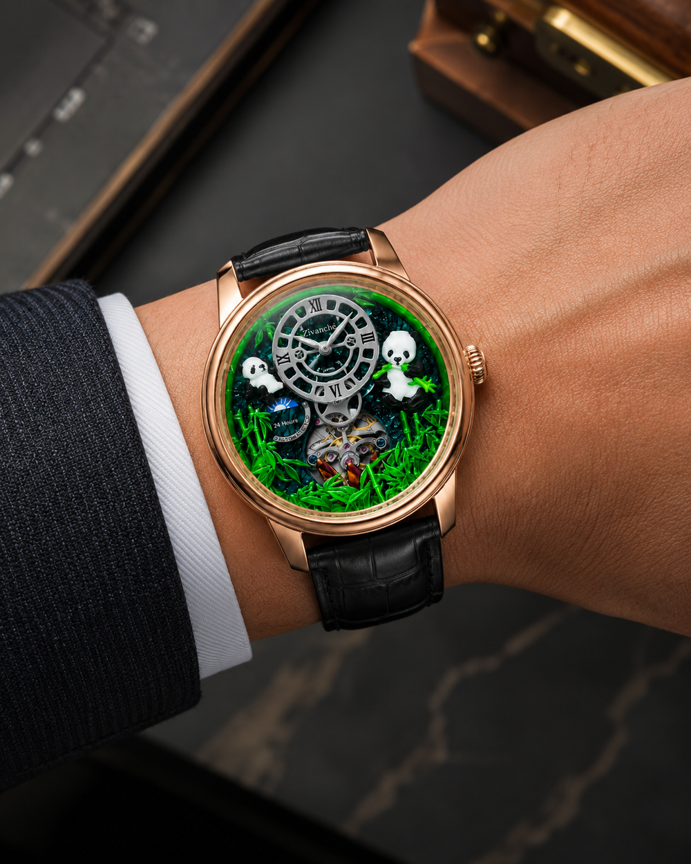 PandaVerse | Nature-Inspired Rose Gold Black | Fully Automatic Watch (42637478)