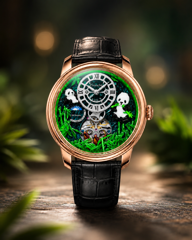 PandaVerse | Nature-Inspired Rose Gold Black | Fully Automatic Watch (42637478)