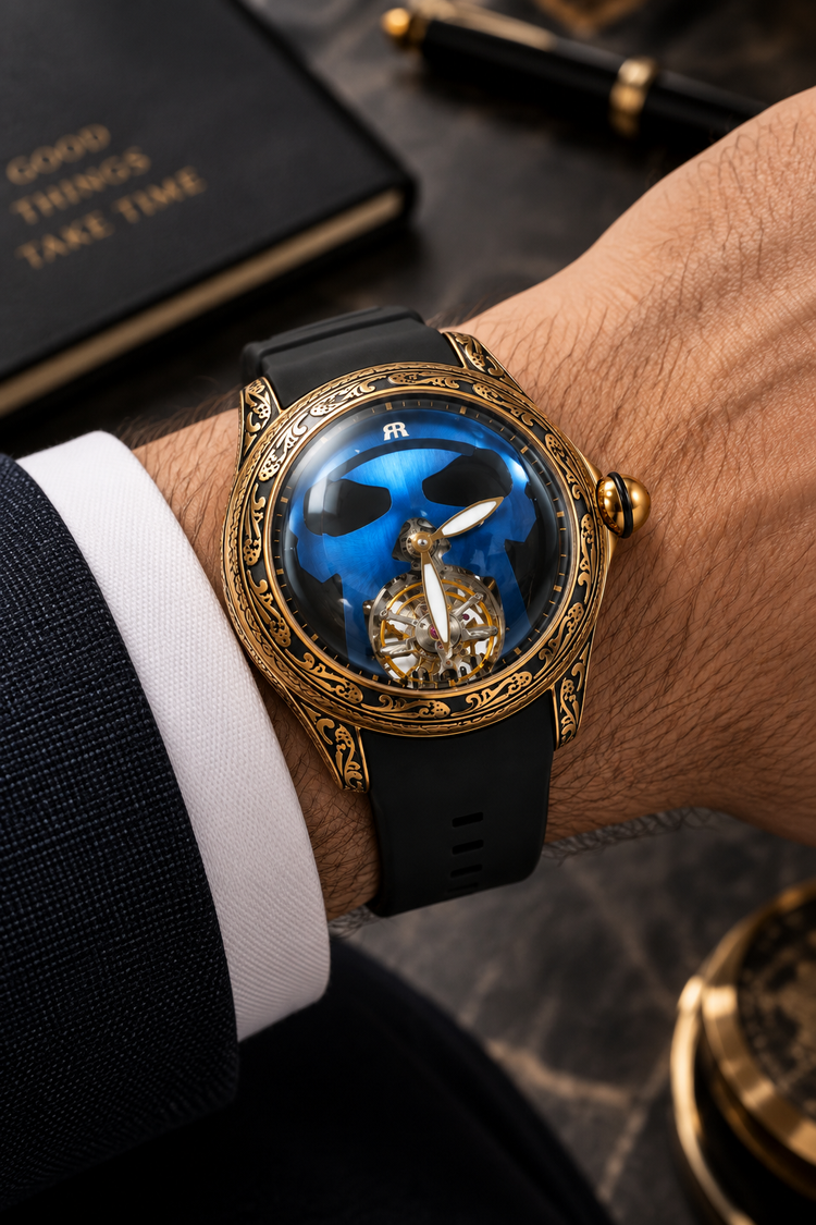 Luxury Ornate Gold Astronomical Tourbillon Watch
