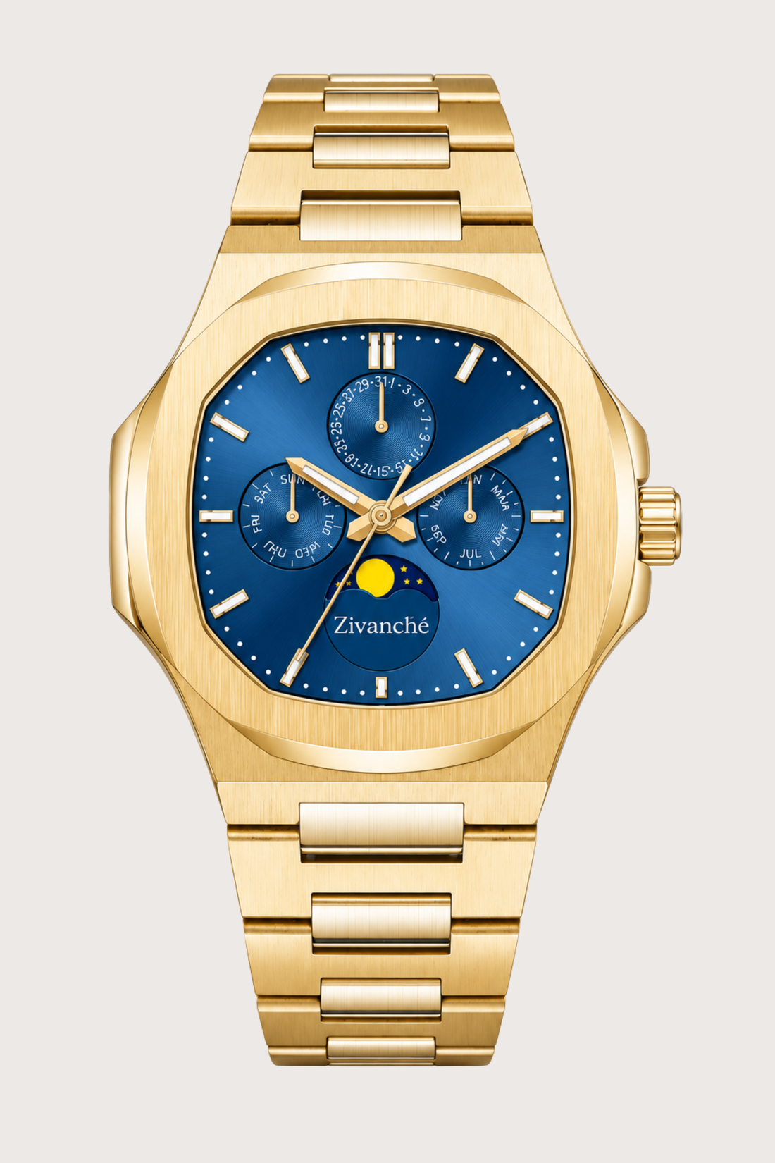 Cosmo | Golden Blue Sun & Moon Face  Watch - (39936953)