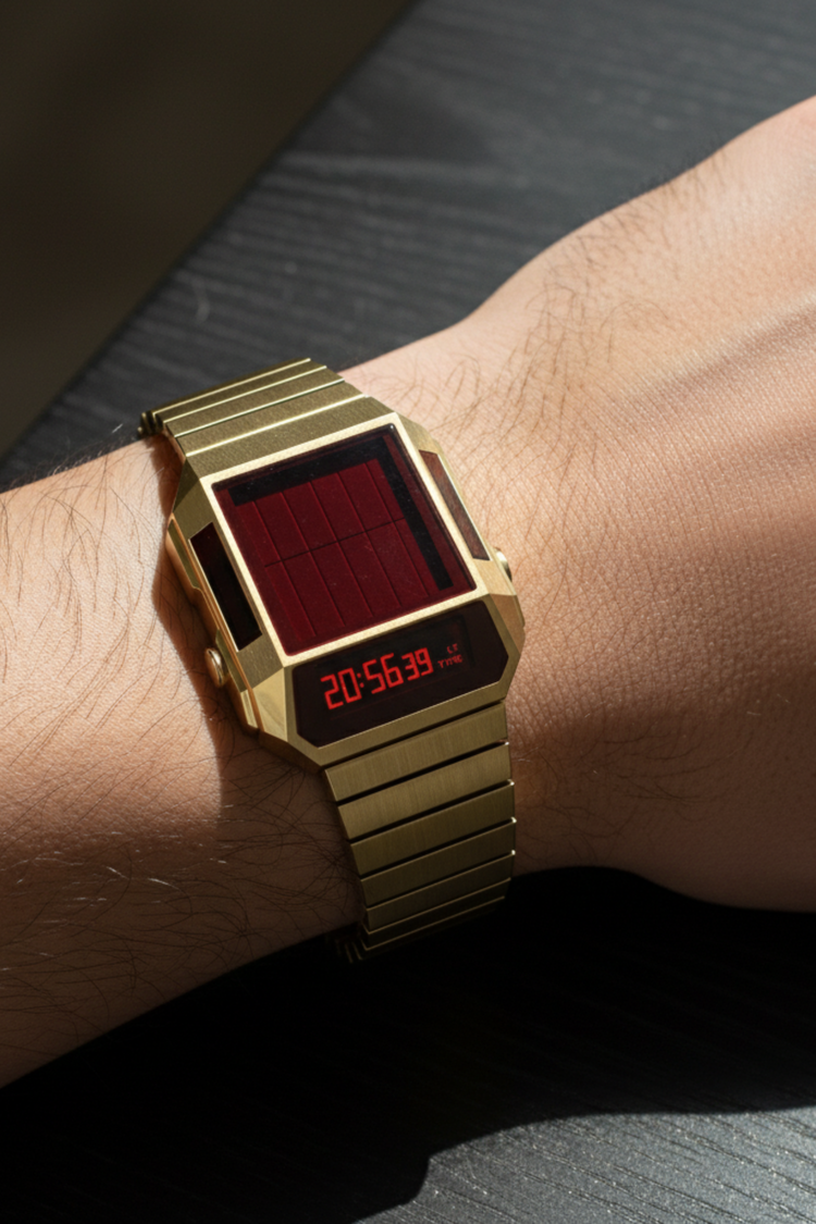 Cyber Era Gold-Red Sapphire Digital Watch