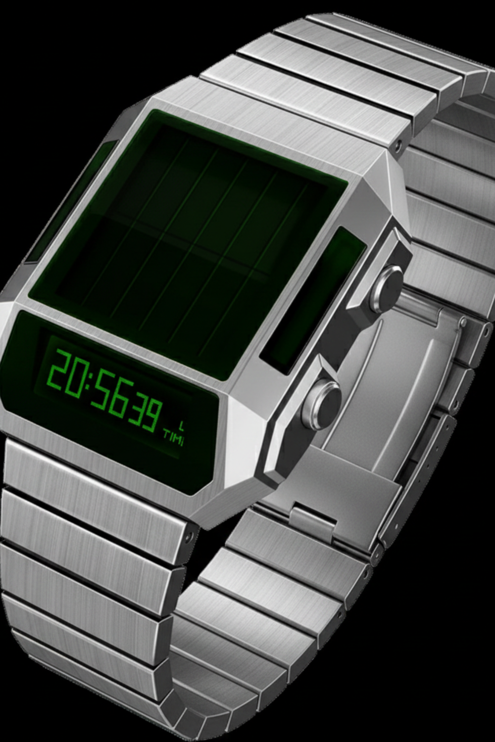 Cyber Era Silver-Green Sapphire Digital Watch