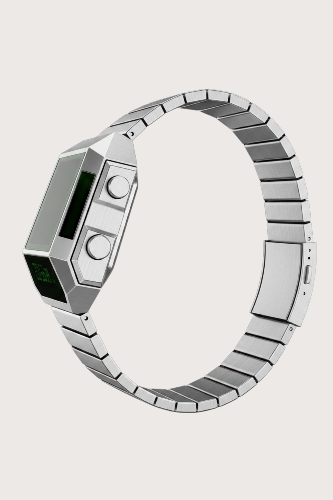 Cyber Era Silver-Green Sapphire Digital Watch
