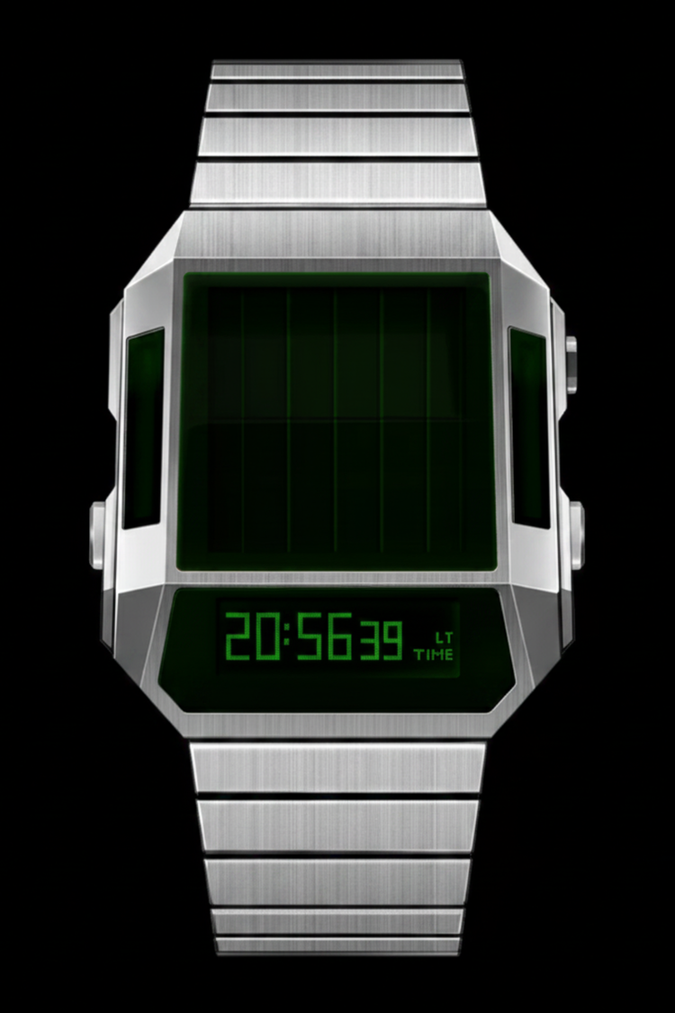 Cyber Era Silver-Green Sapphire Digital Watch