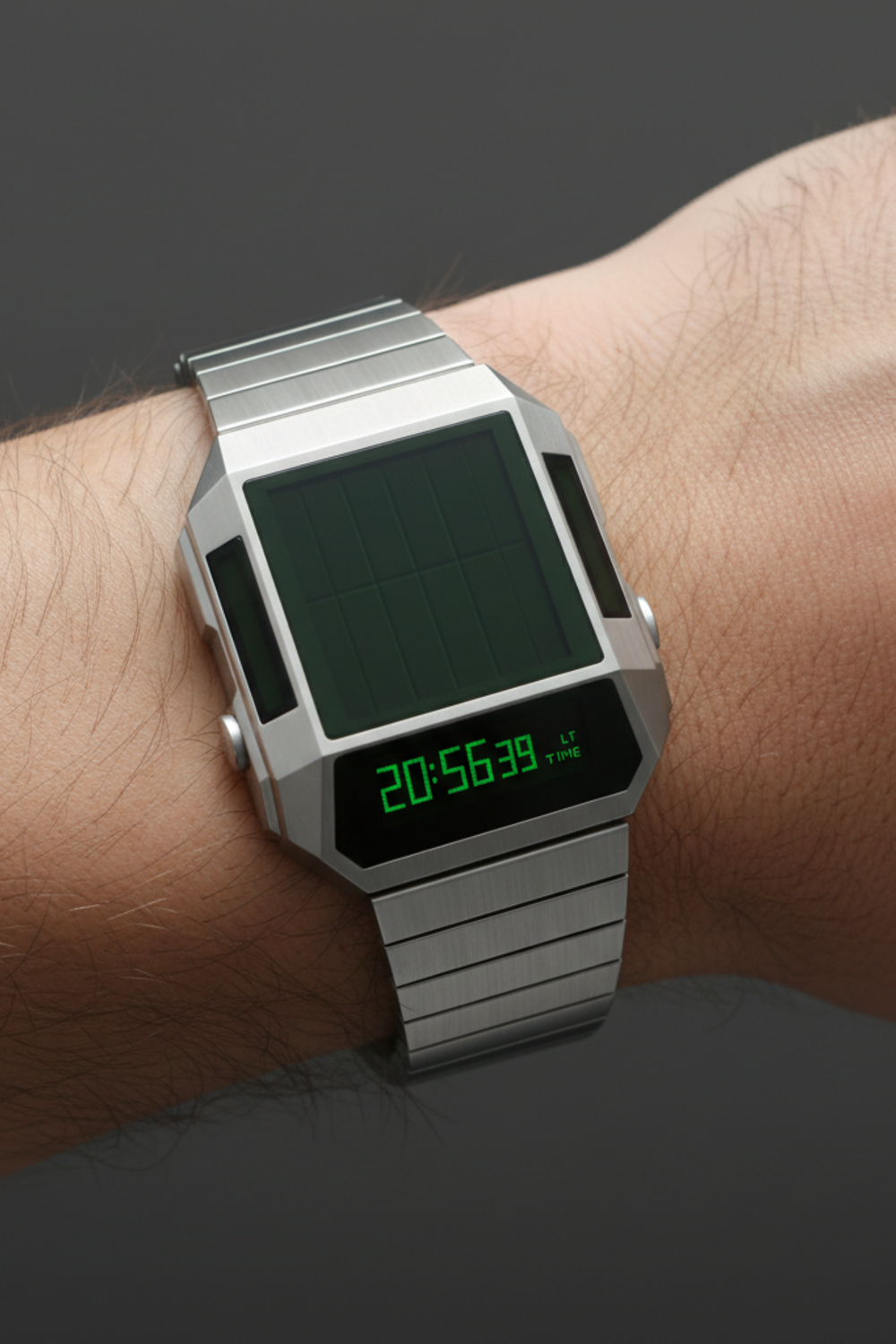 Cyber Era Silver-Green Sapphire Digital Watch
