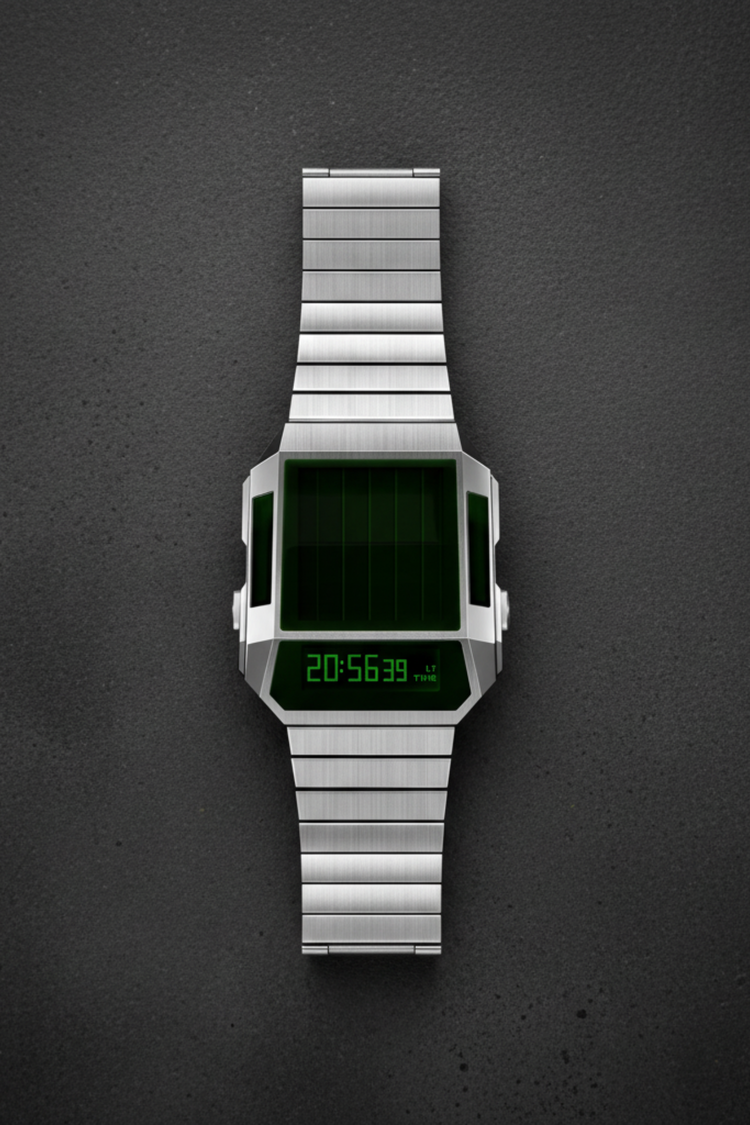Cyber Era Silver-Green Sapphire Digital Watch