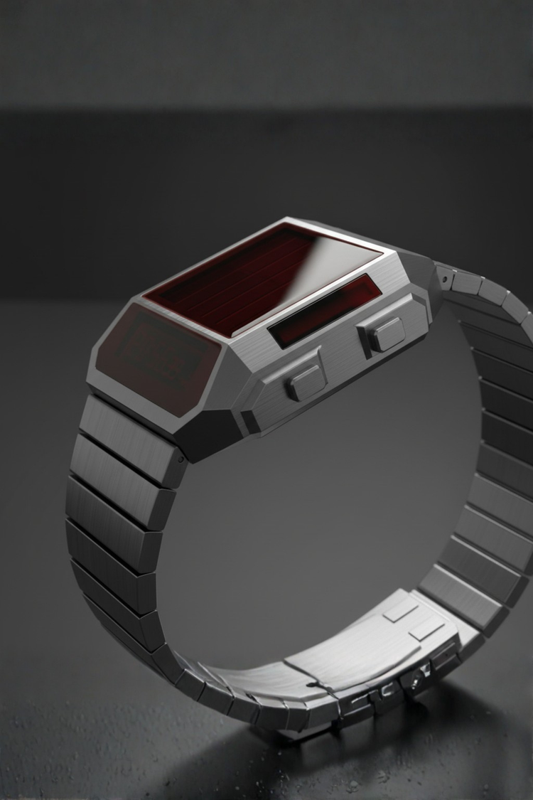 Cyber Era Silver-Red Sapphire Digital Watch