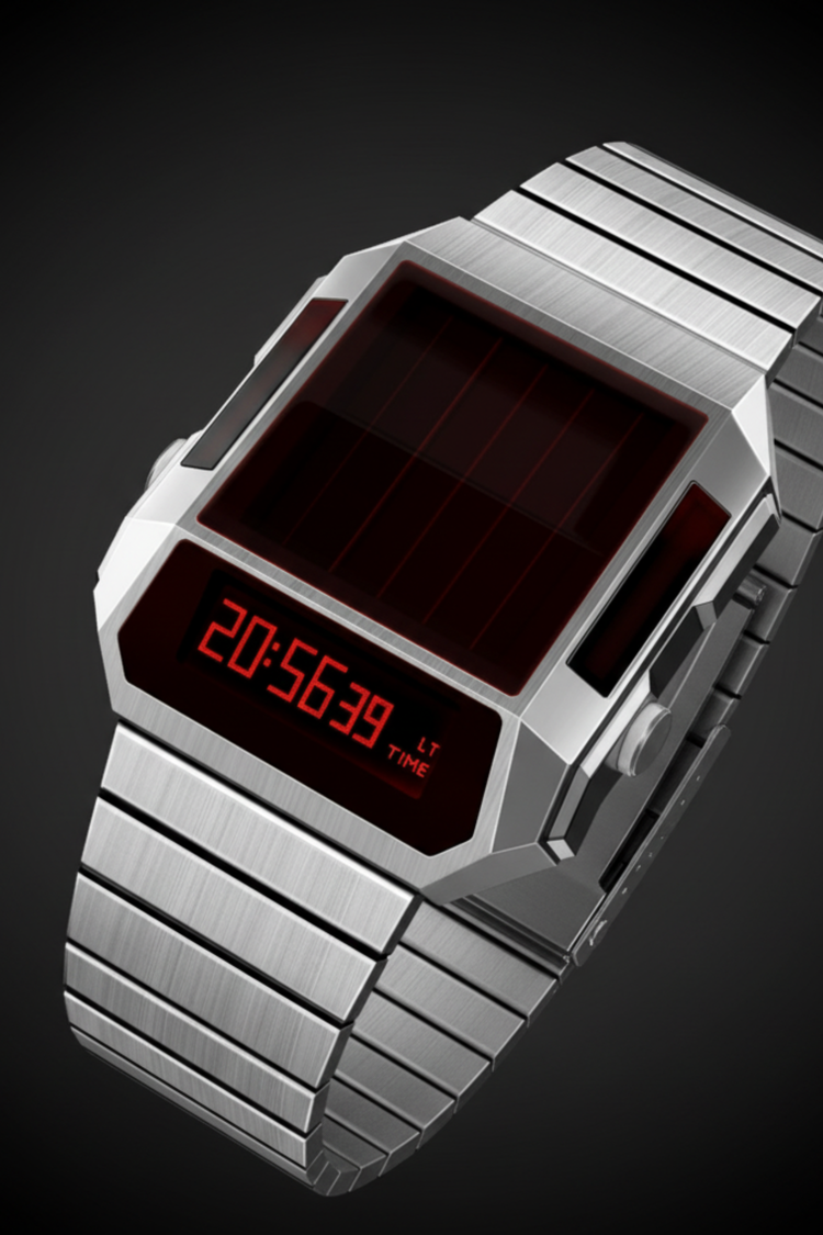 Cyber Era Silver-Red Sapphire Digital Watch