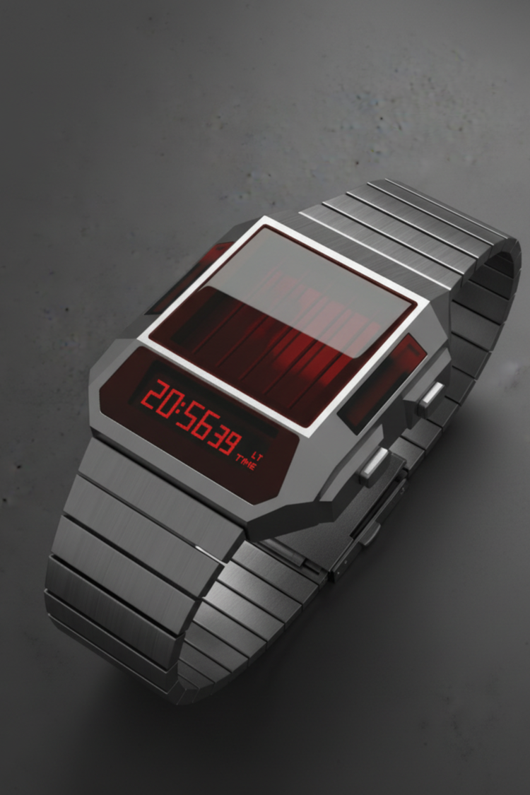 Cyber Era Silver-Red Sapphire Digital Watch