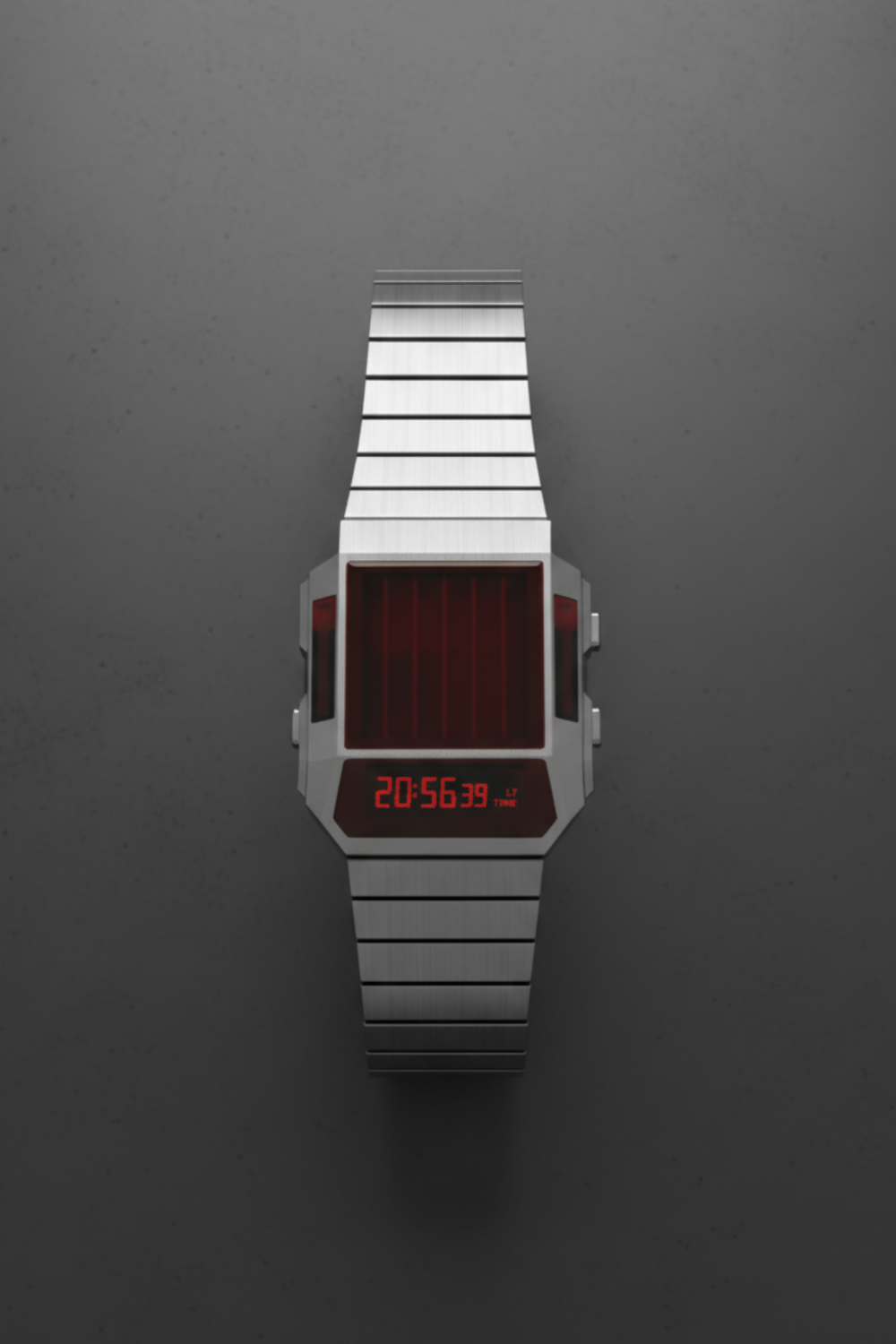 Cyber Era Silver-Red Sapphire Digital Watch