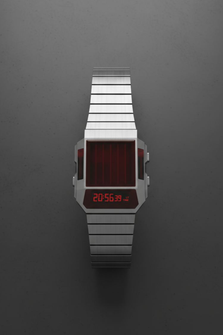 Cyber Era Silver-Red Sapphire Digital Watch