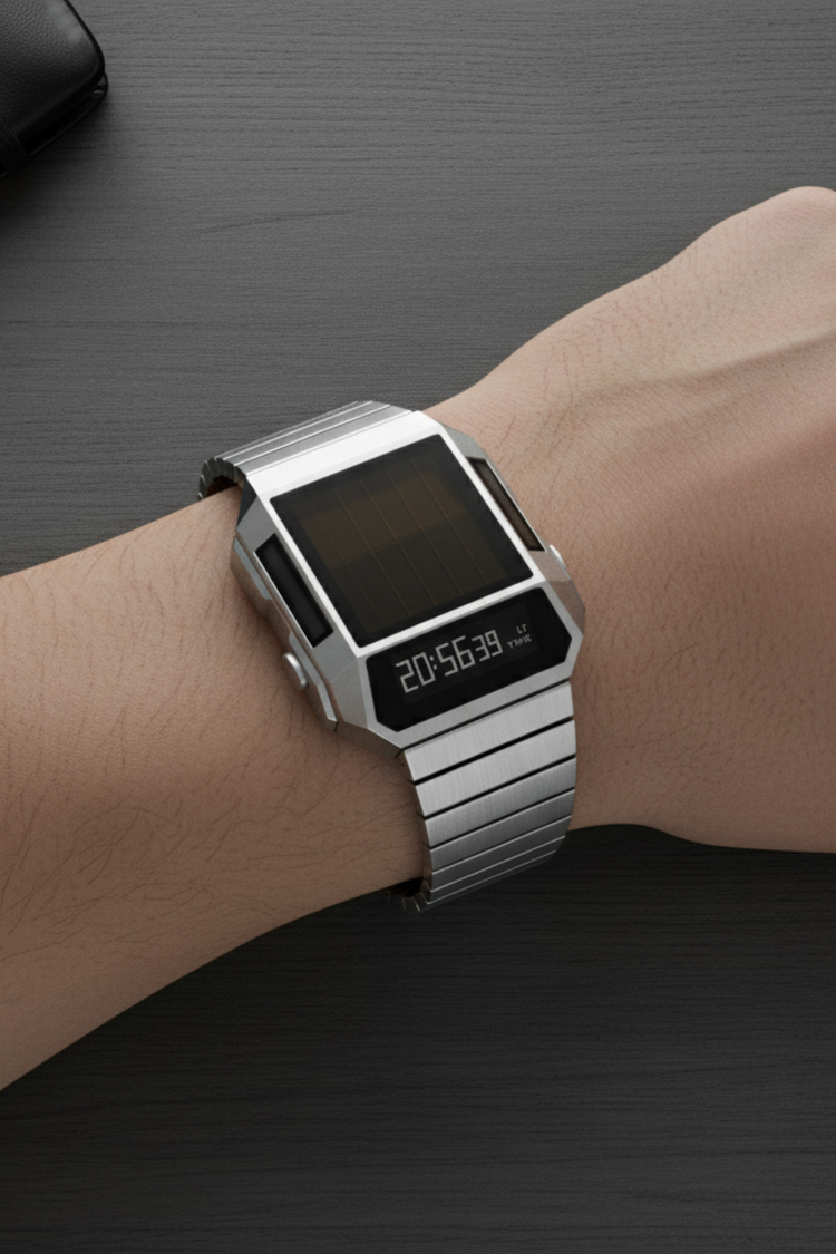 Cyber Era Silver-White Sapphire Digital Watch