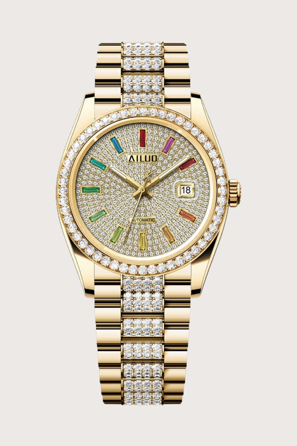 Diamond Royale | Ailuo Gold Crystal Automatic Watch