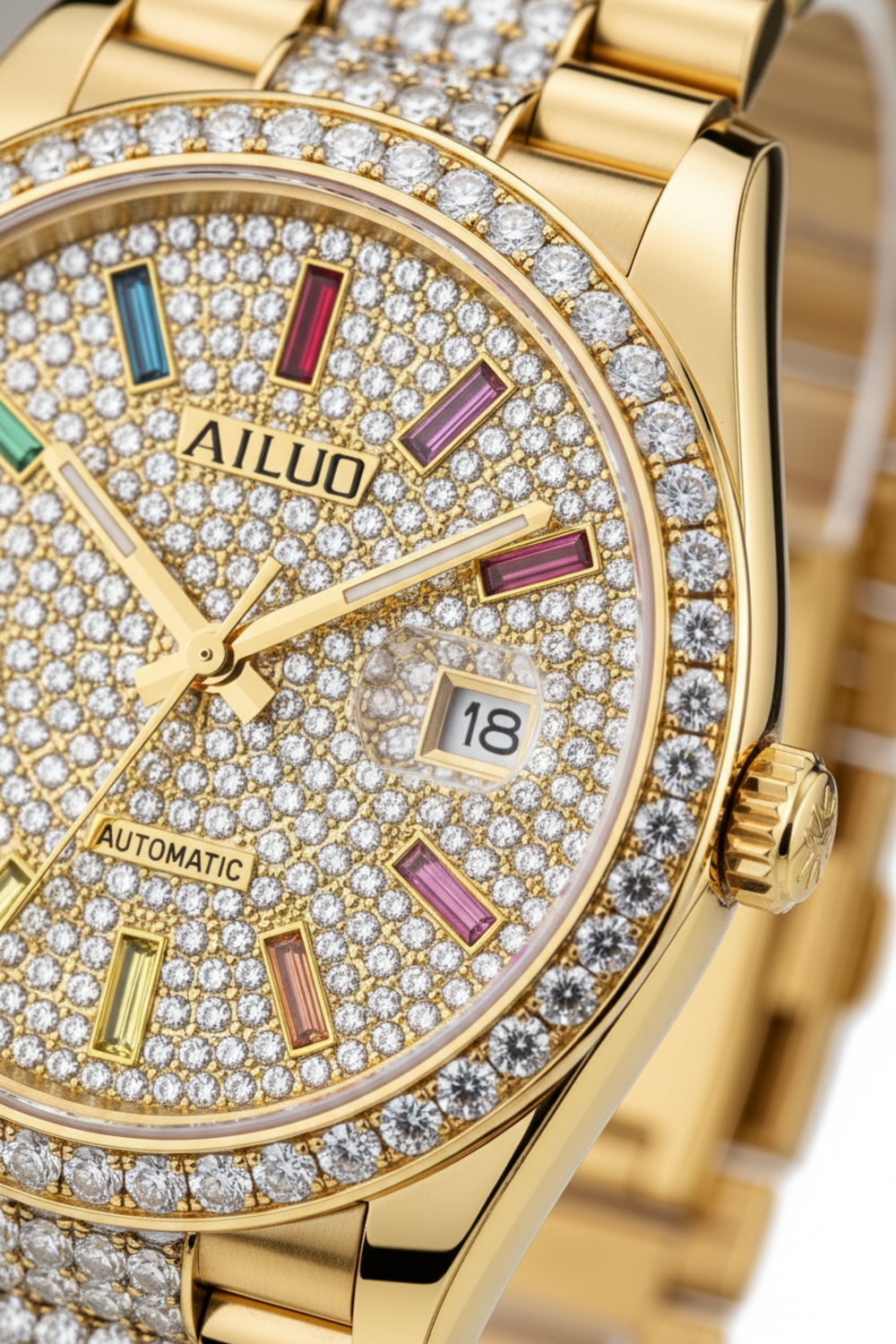 Diamond Royale | Ailuo Gold Crystal Automatic Watch