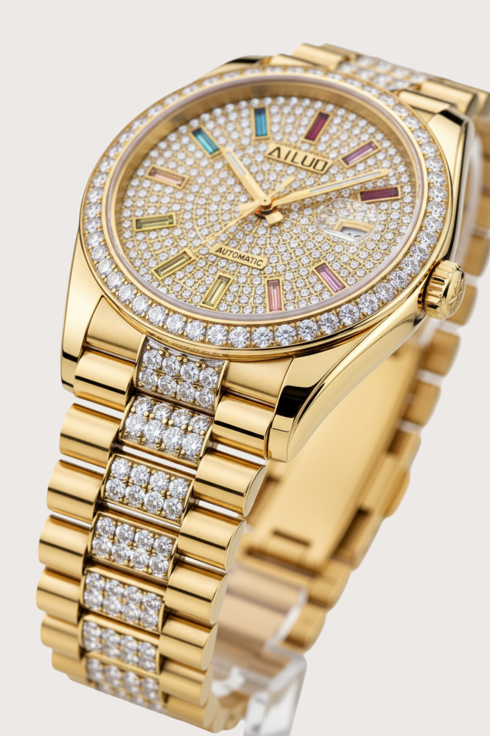 Diamond Royale | Ailuo Gold Crystal Automatic Watch