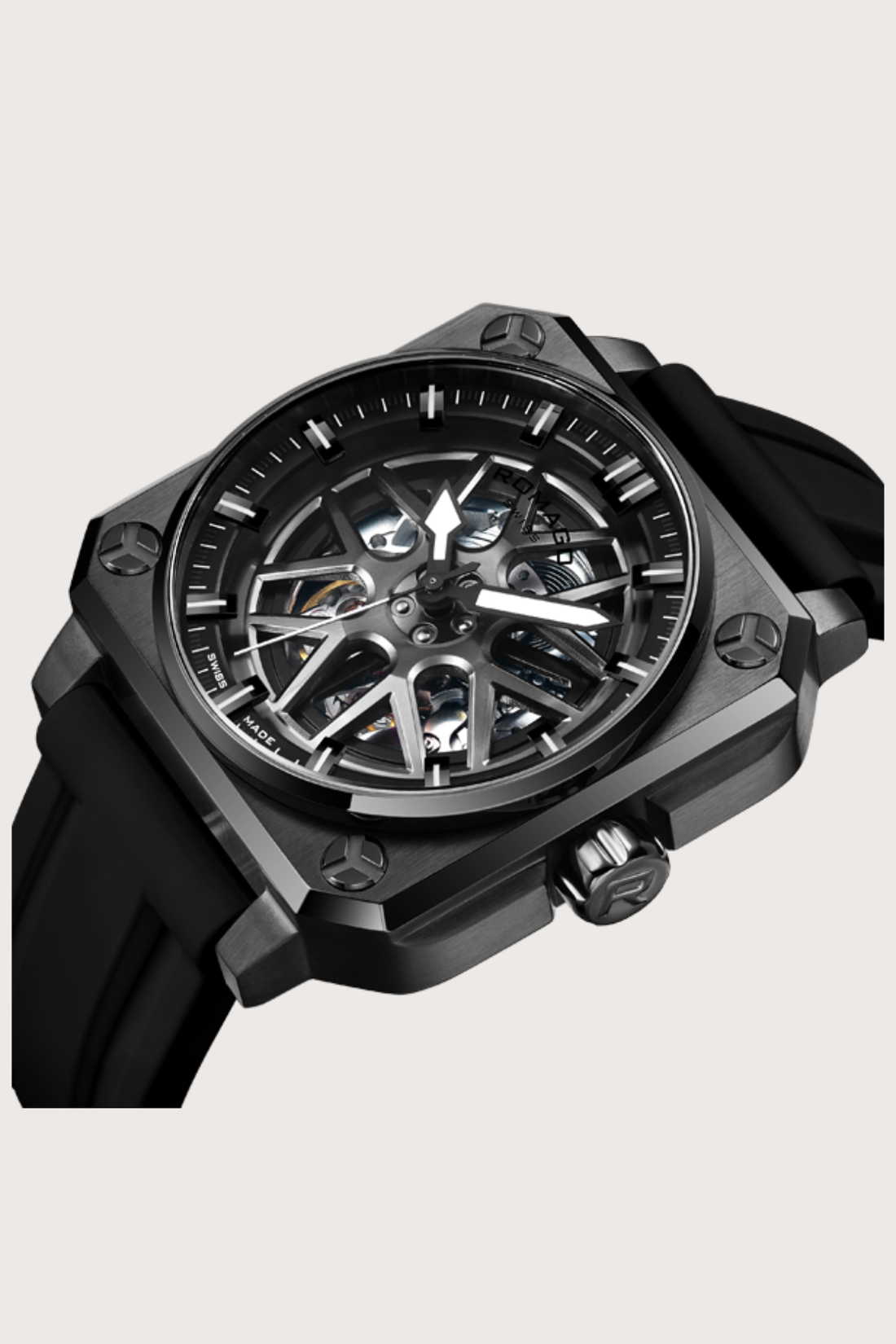 Double Racer Skeleton Black Automatic Watch