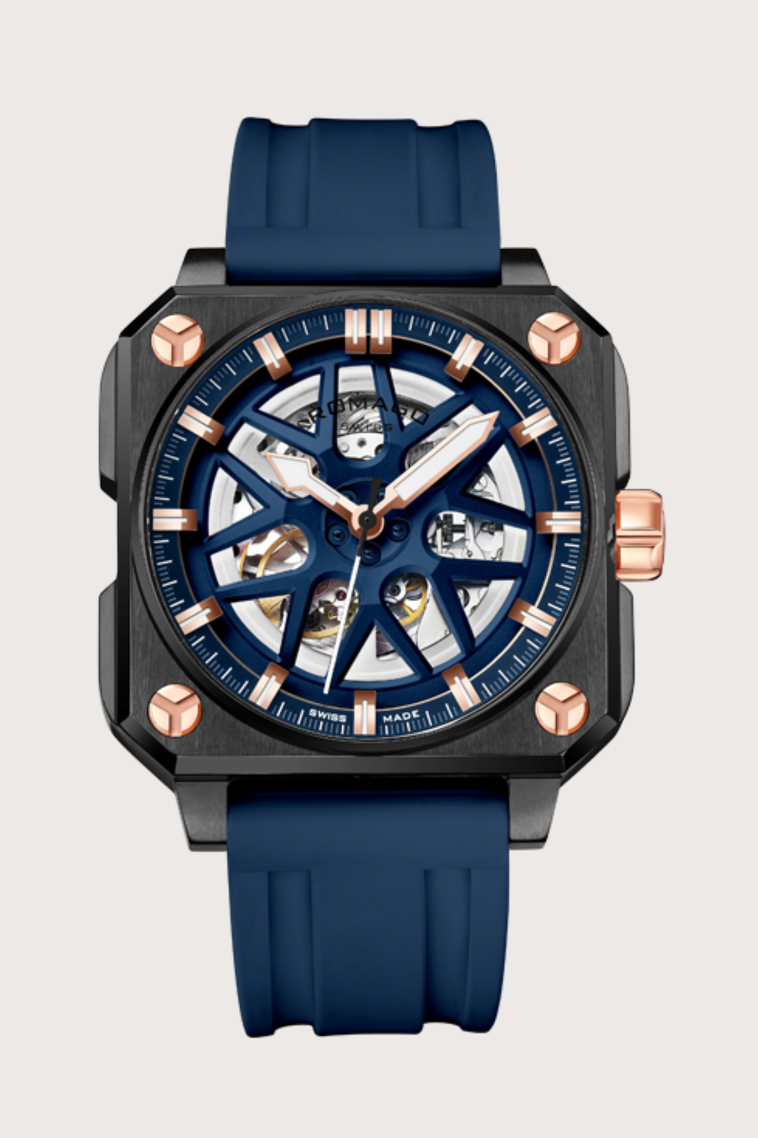 Double Racer Skeleton Blue Automatic Watch